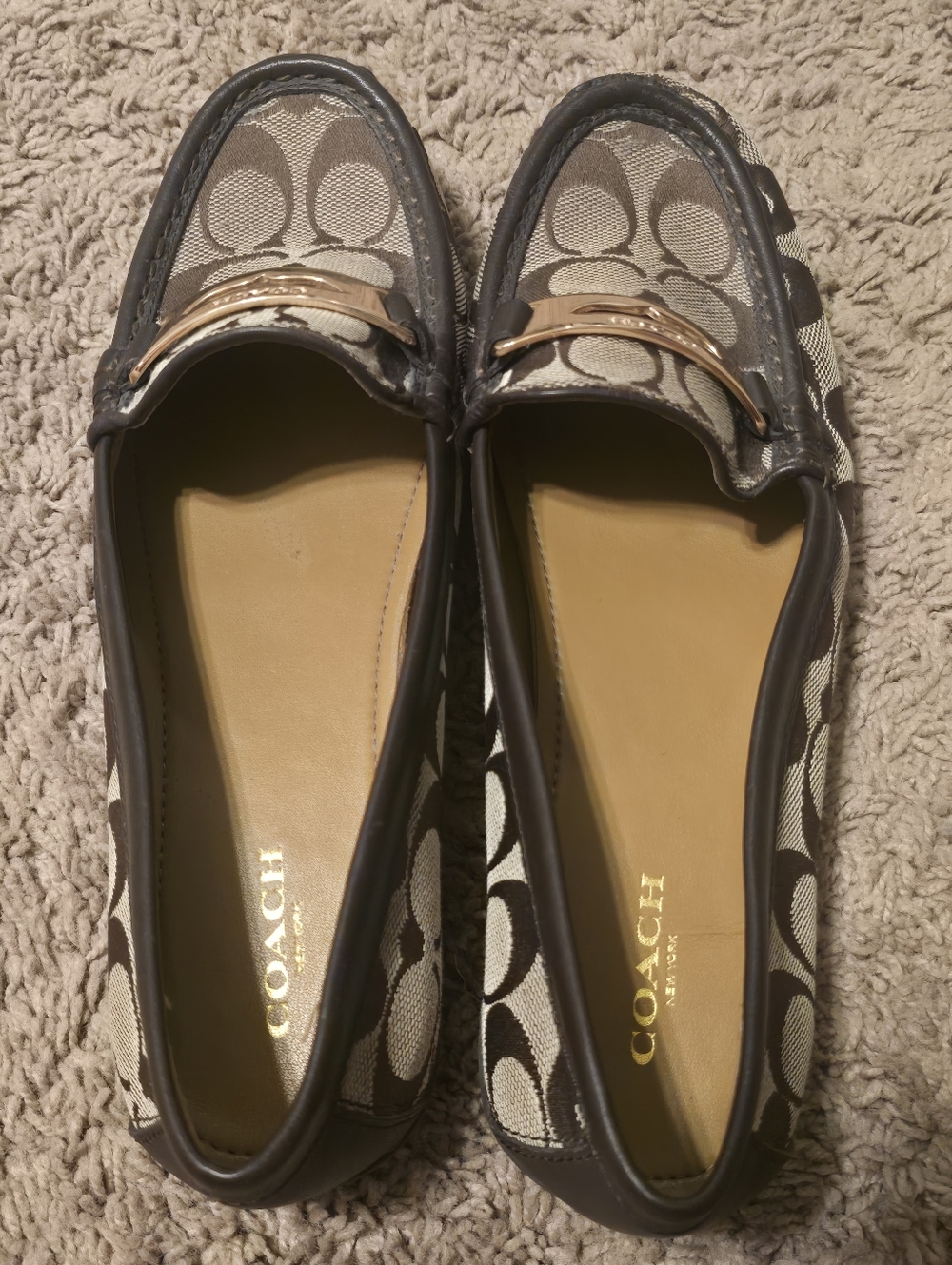 Coach Olympia Loafers Signature Canvas Brown Women’s Size 9B Authentic Monogram - Picture 3 of 10